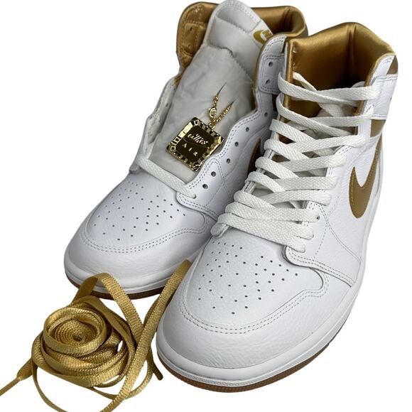 💎✨NEW IN BOX✨💎NIKE Air Jordan 1 Retro HIgh OG (GS) Mettalic Gold - Picture 4 of 7